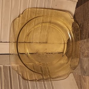 PLATE 5 - Vintage Federal Depression Glass Madrid Amber Lunch Plate 9"
